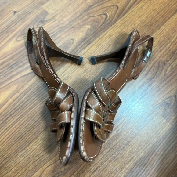Celine Leather Sandals Woven Detail Brown Sz 38.5 B / US 8.5 B - Picture 8 of 12